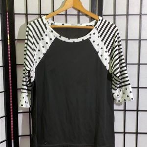 Meaveor Striped-Polka Dot Top Size L